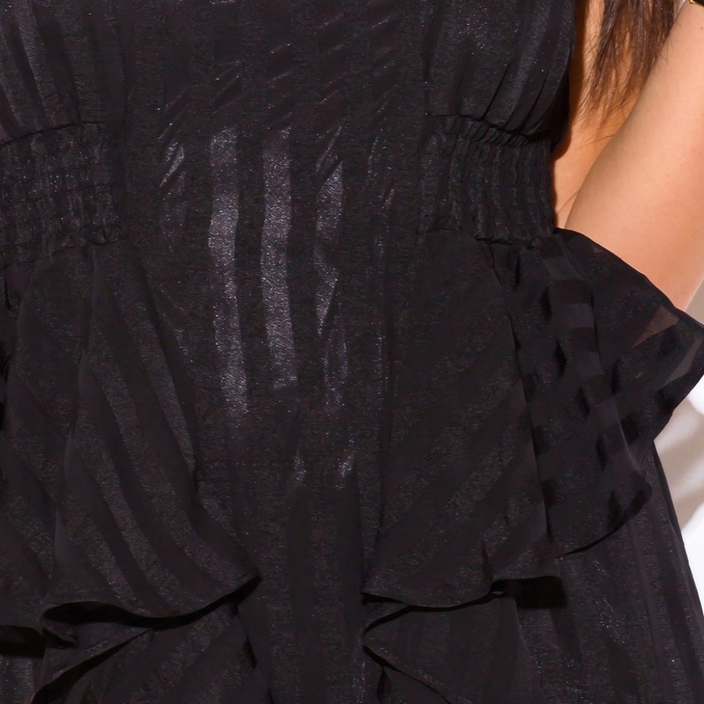 BLACK RUFFLE PEPLUM COCKTAIL DRESS - Picture 7 of 7